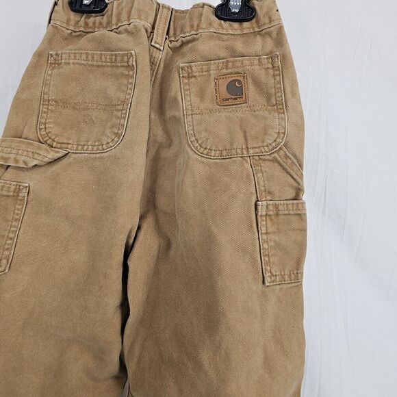 Carhartt Boys Dungaree Fit Size 7 Brown Carpenter Duck Canvas Pants - Picture 5 of 6